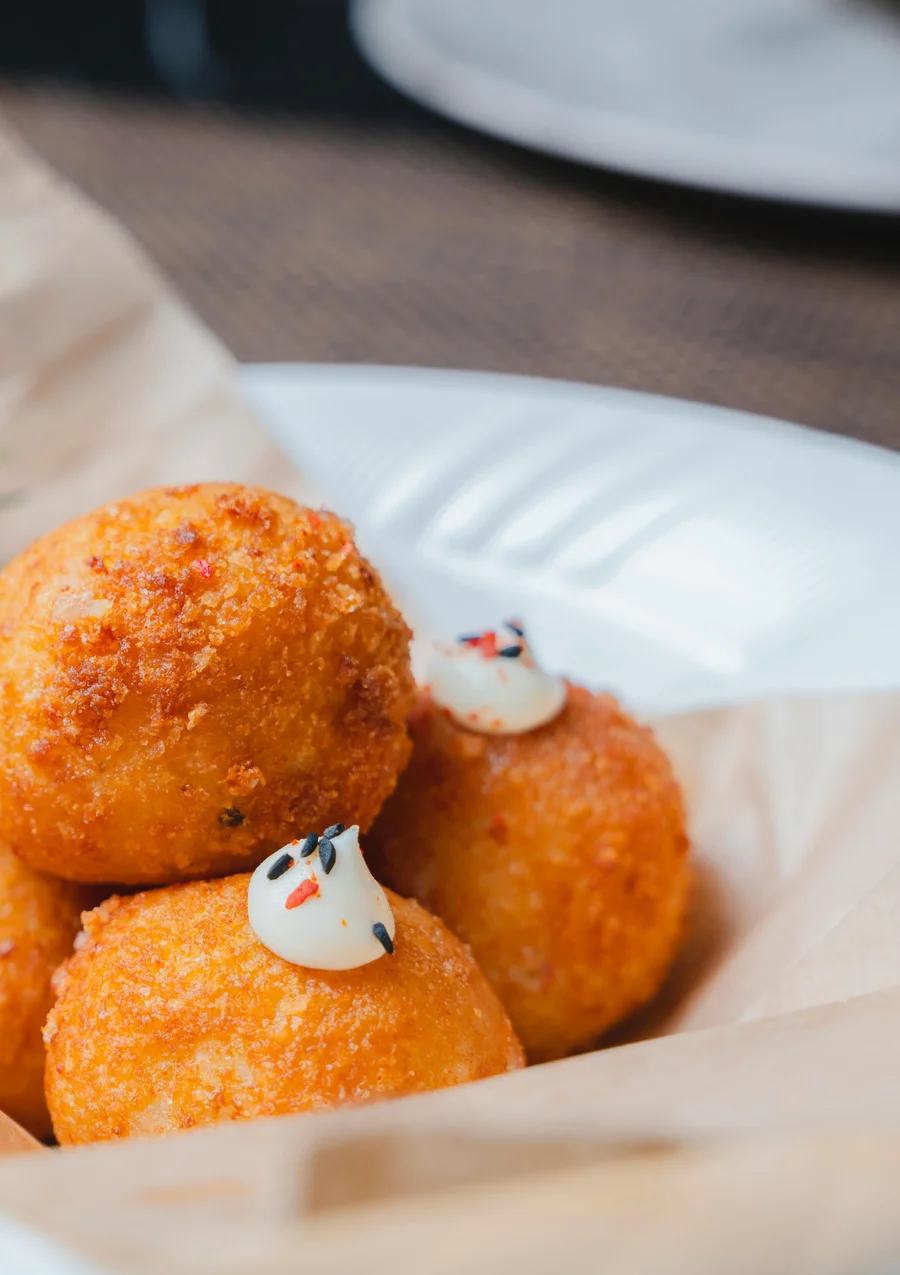 Arancini canapés passed at a Yorkshire drinks reception