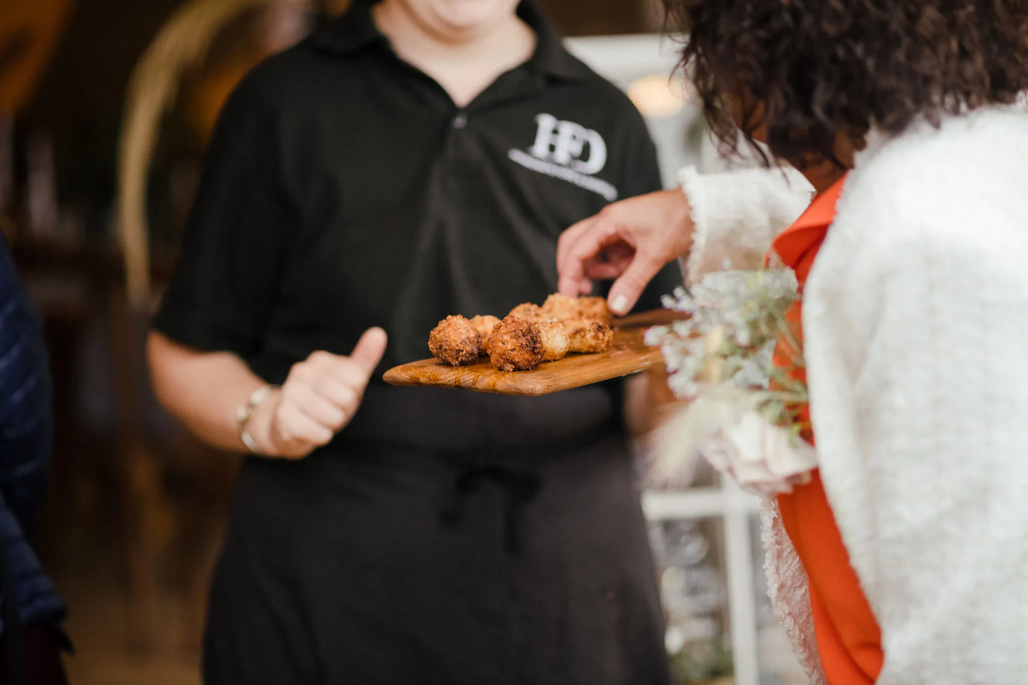 HGFD catering team passing canapés at a Yorkshire wedding