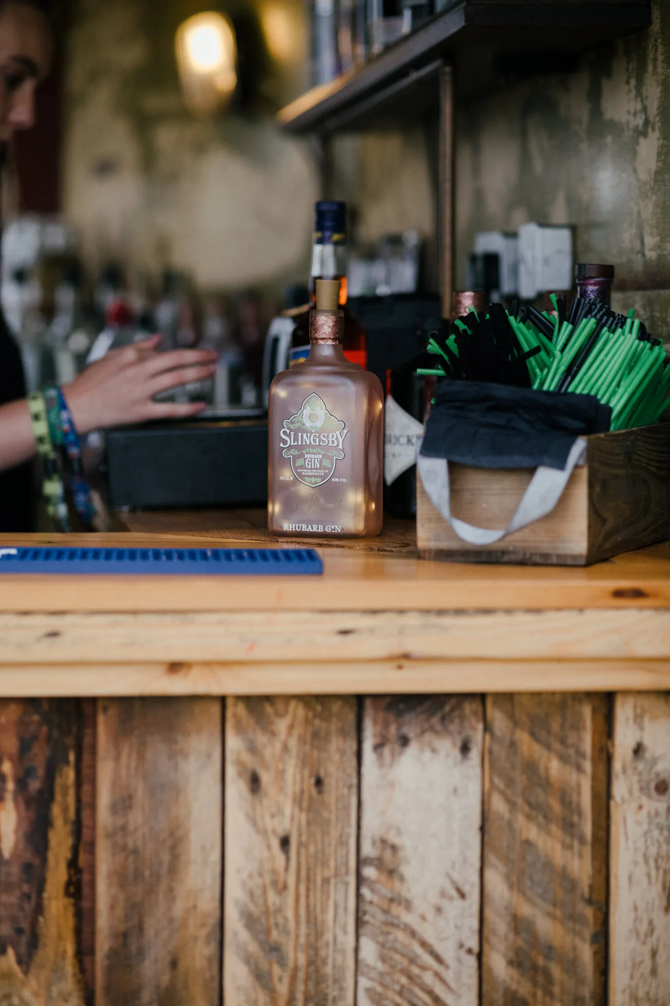 Slingsby gin on the horsebox bar at a Yorkshire wedding