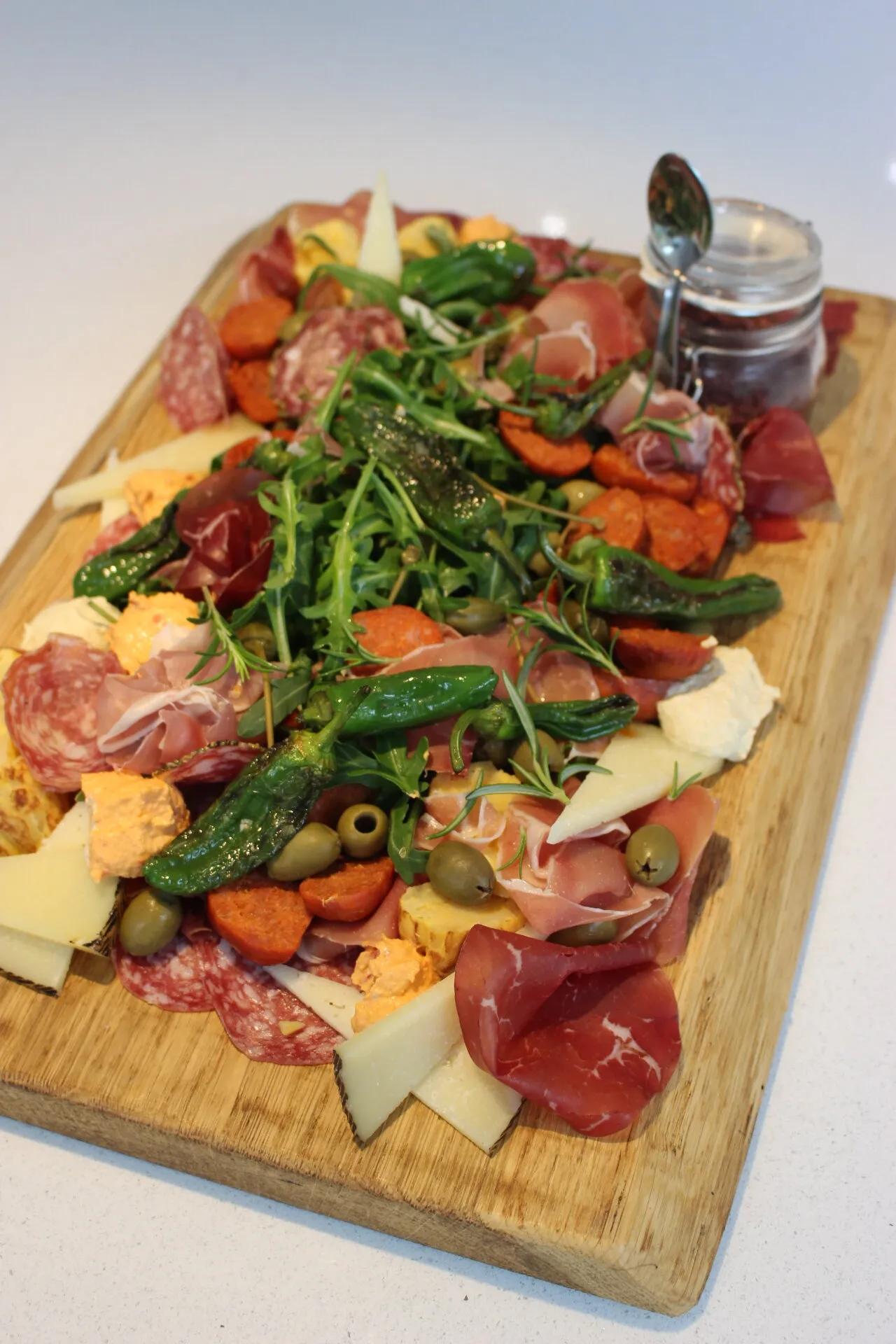 HGFD sharing board — cured meats, cheese, padron peppers, Harrogate wedding catering