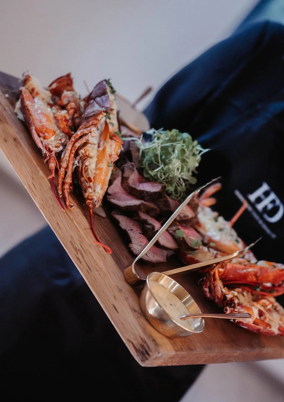 Lobster and beef sharing board for private dining, Yorkshire