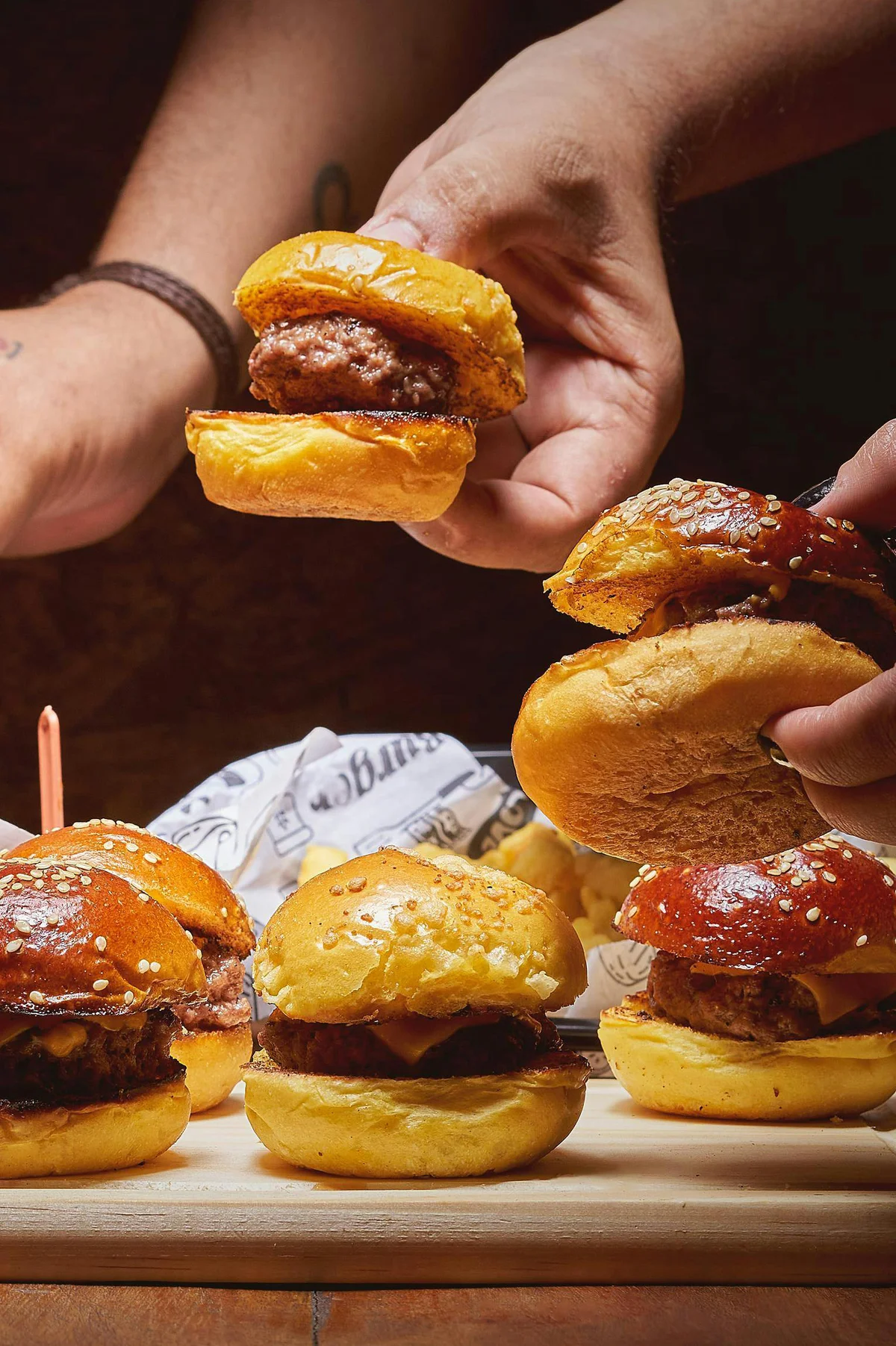 Mini beef sliders served at Escrick Park estate wedding near York