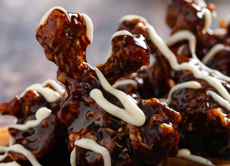 Sticky BBQ wings at Lineham Farm outdoor wedding catering near Leeds