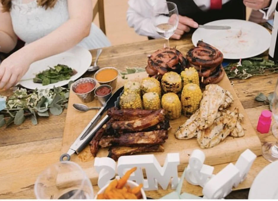BBQ sharing feast board at a Yorkshire outdoor corporate away day